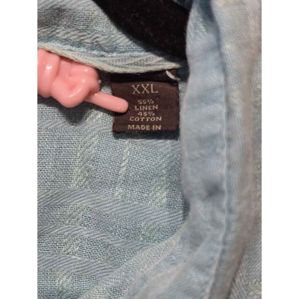 Tasso Elba Island Mens XXL Blue Linen Blend Short Sleeve Button Front Resort‎ - Picture 4 of 6